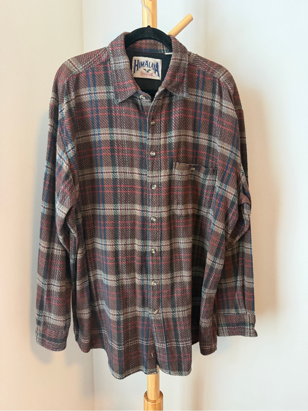 Himalaya Plaid Flannel Shirt Men’s Size 2XL 100% Cotton Red Brown Long Sleeve